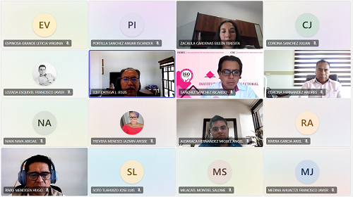 personas del consejo local del INE en Tlaxcala durante reunión virtual